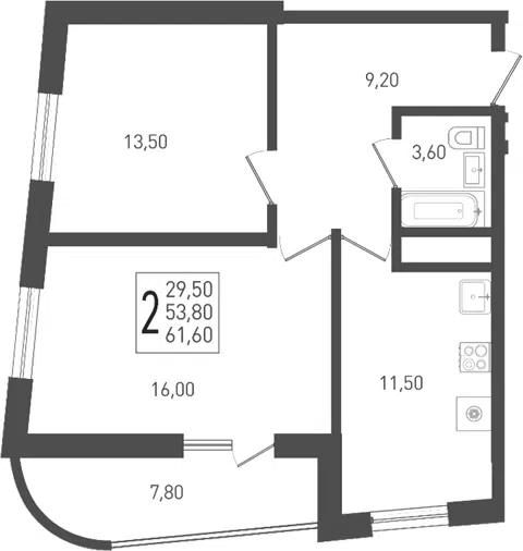 Планировка 2-к.кв