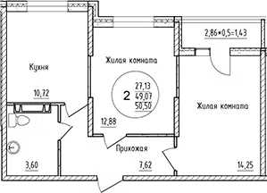 Планировка 2-к.кв