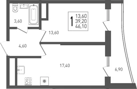 Планировка: 2Е-к.кв