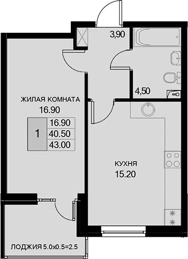 Планировка 1-к.кв