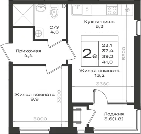 Планировка 2Е-к.кв