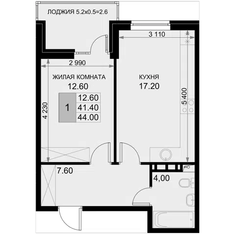 Планировка 2Е-к.кв