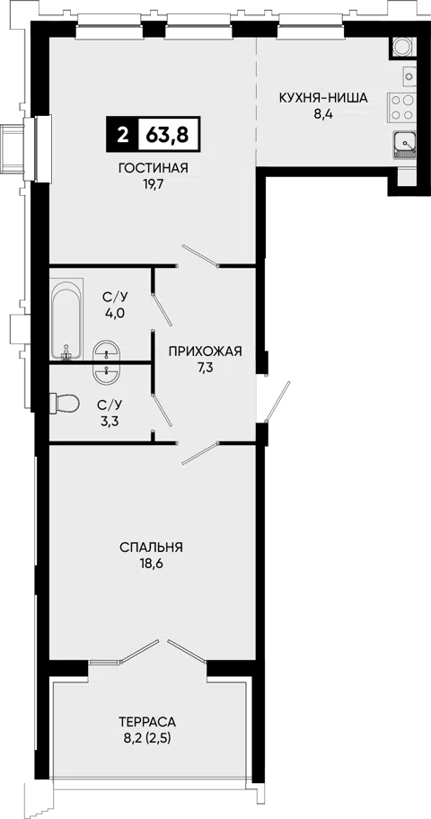 Планировка 2-к.кв