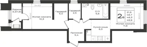 Планировка 2Е-к.кв