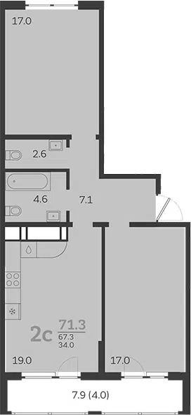 Планировка 3Е-к.кв