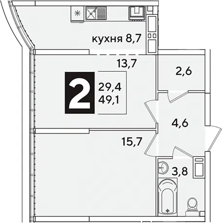 Планировка 2-к.кв