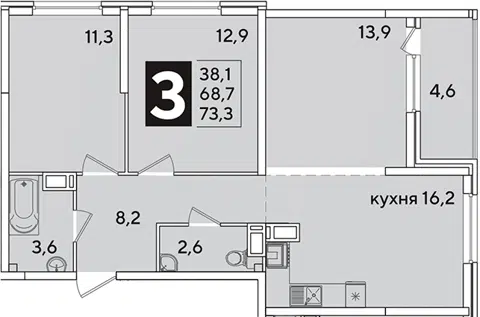 Планировка 4Е-к.кв