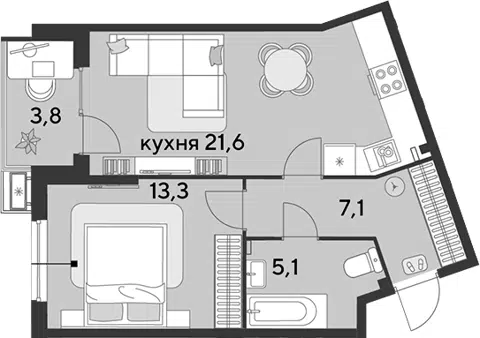 Планировка 2Е-к.кв