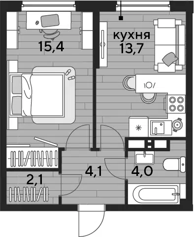 Планировка 1-к.кв