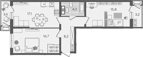 Планировка 3Е-к.кв