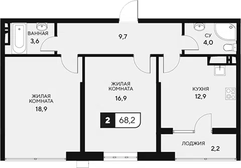 Планировка 2-к.кв