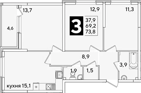Планировка 4Е-к.кв