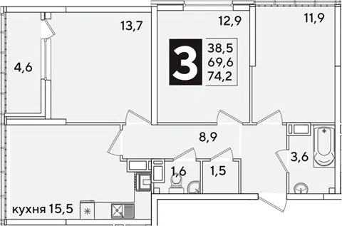 Планировка 4Е-к.кв
