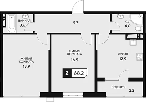 Планировка 2-к.кв