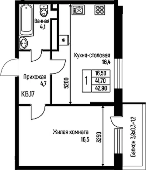 Планировка 2Е-к.кв