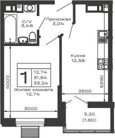 Планировка 1-к.кв