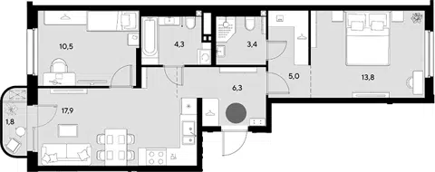 Планировка 3Е-к.кв