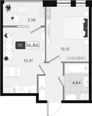 Планировка 1-к.кв