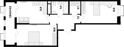 Планировка 2-к.кв