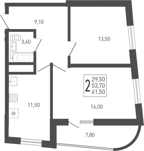 Планировка 2-к.кв