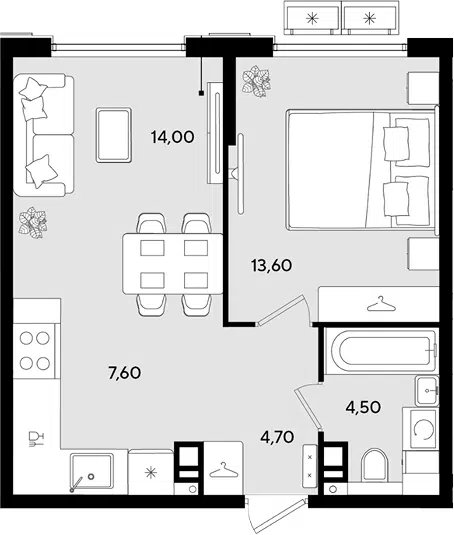 Планировка 2Е-к.кв