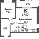 Планировка 1-к.кв