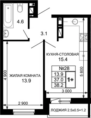 Планировка: 2Е-к.кв