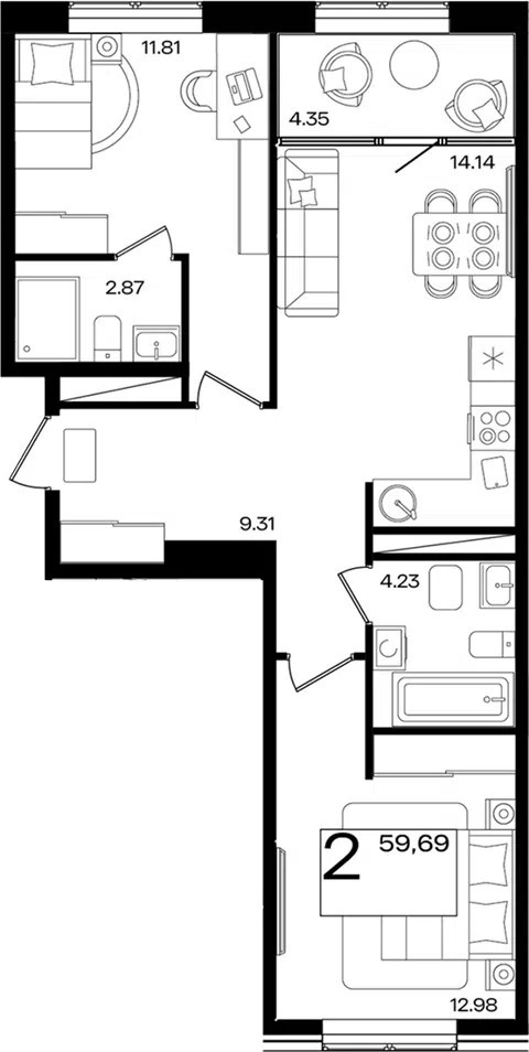 Планировка 3Е-к.кв