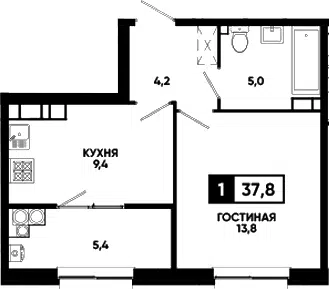 Планировка 1-к.кв