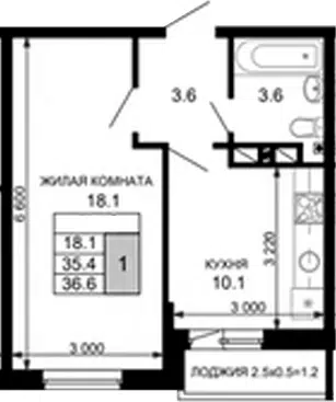 Планировка 1-к.кв