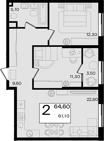 Планировка 3Е-к.кв