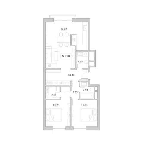 Планировка 3Е-к.кв