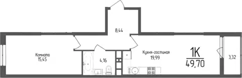 Планировка 1-к.кв