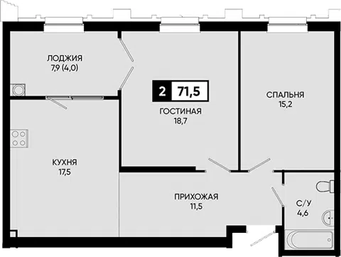 Планировка 2-к.кв