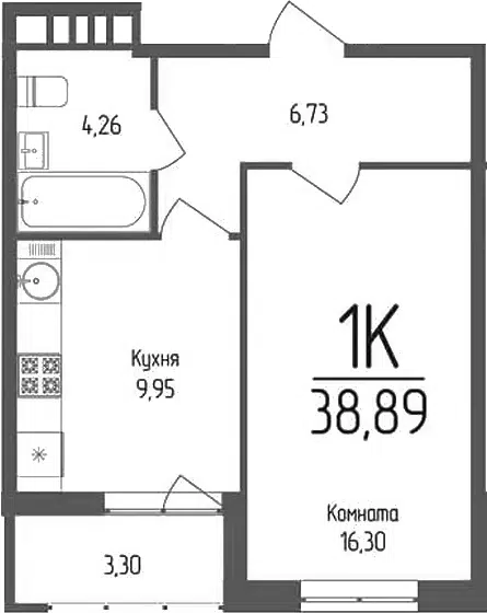 Планировка 1-к.кв