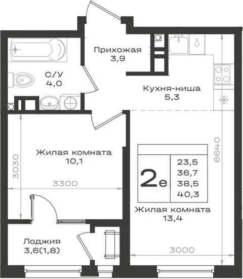 Планировка 2Е-к.кв