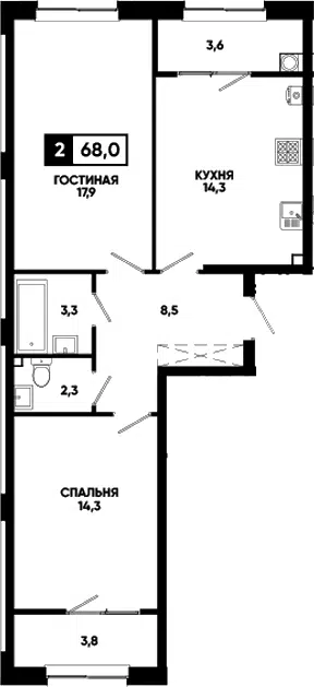 Планировка 2-к.кв
