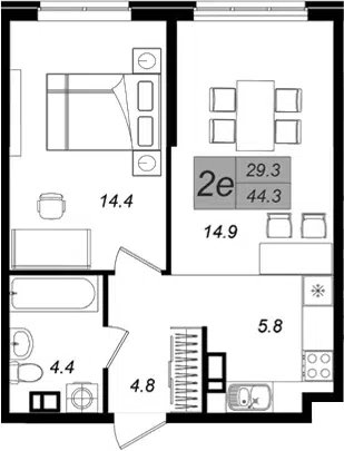 Планировка 2Е-к.кв