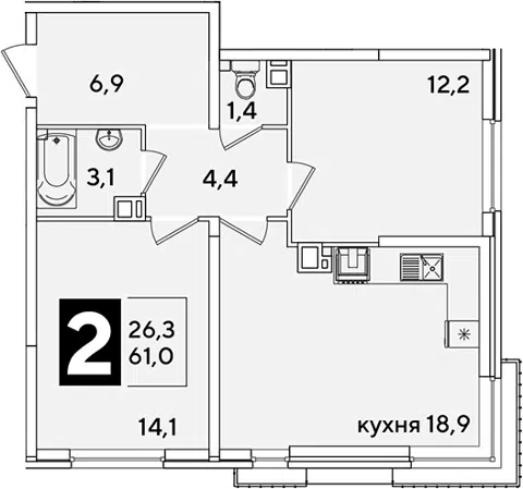Планировка 3Е-к.кв