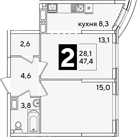 Планировка 2-к.кв