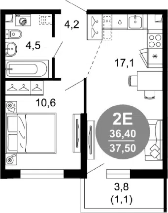 Планировка 2Е-к.кв