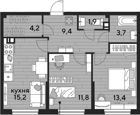 Планировка 2-к.кв