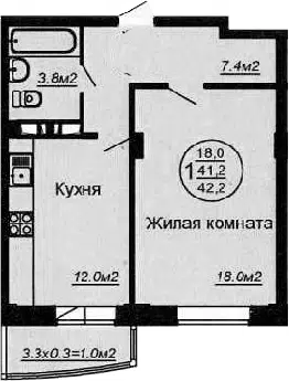 Планировка 1-к.кв