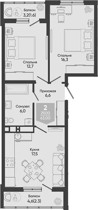 Планировка 3Е-к.кв