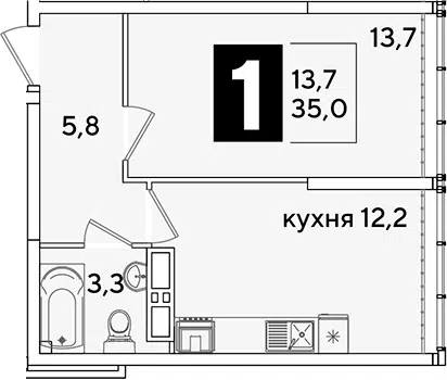 Планировка 1-к.кв