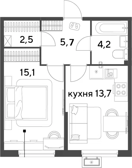 Планировка 1-к.кв