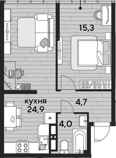 Планировка 1-к.кв