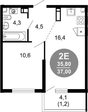 Планировка 2Е-к.кв