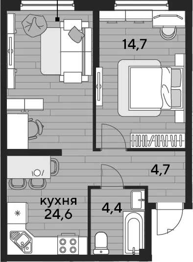 Планировка 1-к.кв