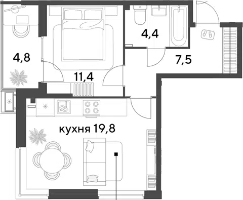 Планировка 2Е-к.кв